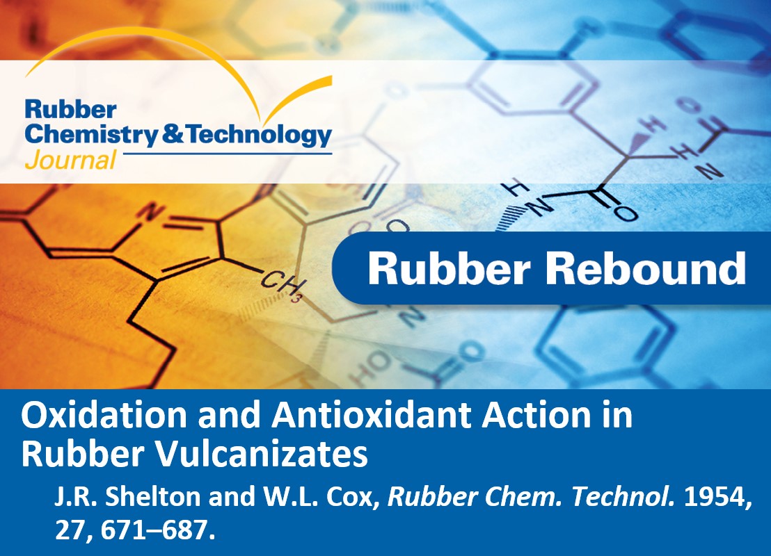 Rubber Chemistry & Technology Journal (@rubberchemtech) on Twitter photo #RubberRebound takes a big bounce back to 1954 for this paper by Shelton and Cox on oxidation and antioxidant action in rubber. Open access for one week so you can check it out.
meridian.allenpress.com/rct/article/27…
<a href="/RubberDivision/">Rubber Division, ACS</a> #RubberRebound takes a big bounce back to 1954 for this paper by Shelton and Cox on oxidation and antioxidant action in rubber. Open access for one week so you can check it out.
meridian.allenpress.com/rct/article/27…
<a href="/RubberDivision/">Rubber Division, ACS</a>