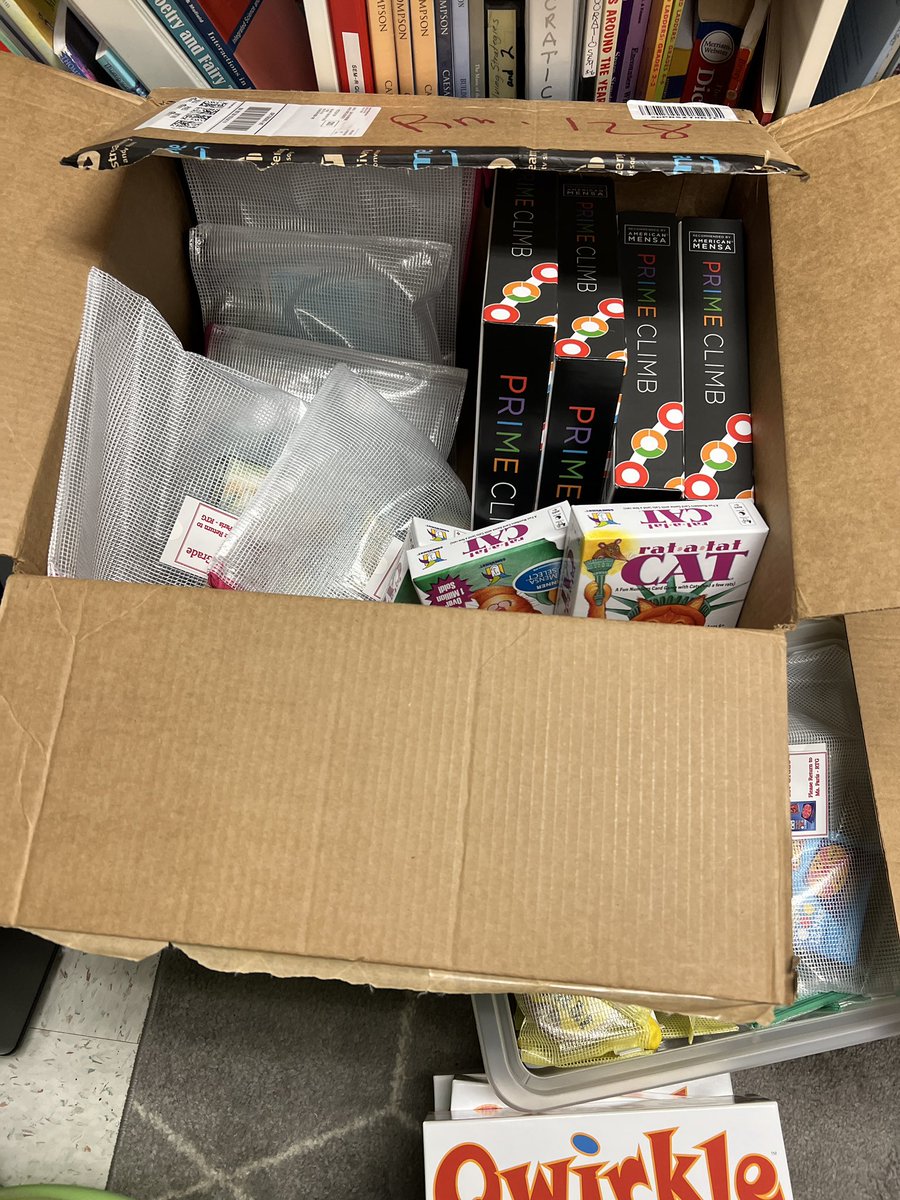 MsParisAAC's tweet photo. Math games are bagged and labeled and ready for our @Ashlawneagles ! Thanks @DonorsChoose ! @APSVirginia @APSGifted https://t.co/mchZKvCbYy