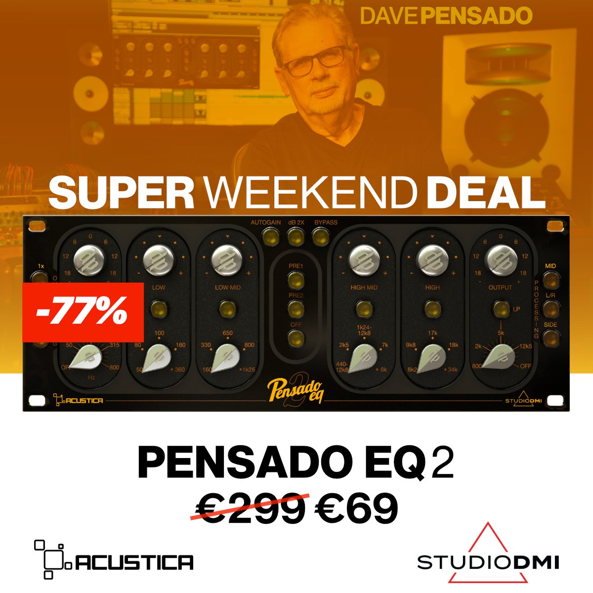 The Pensado EQ2 is an absolute must-have for any serious music producer or audio engineer. 

For this weekend only, you can get the Pensado EQ with an incredible 77% discount!
acustica-audio.com/shop/products/…
*Deal ends May 7, 2023, 11:59 PM (CET)