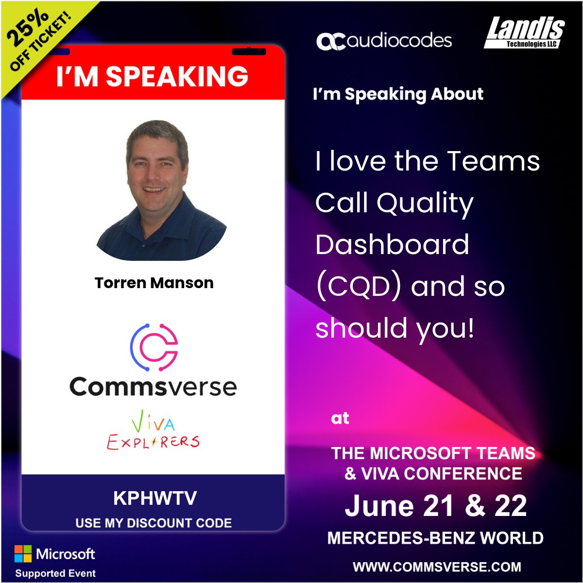 commsverse's tweet photo. I love the Teams Call Quality Dashboard (CQD) and so should you! By @BumpInTheNet at #Commsverse 2023!
https://t.co/KMkhc1s2Fh? https://t.co/SxYnuagaVA