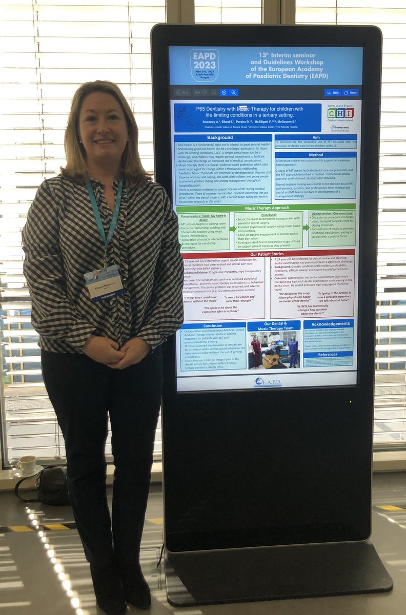 Wonderful to see Dr. Eleanor McGovern presenting on our CHI Music Therapy and Paediatric Dentistry initiative at The European Academy of Paediatric Dentistry Interim Seminar in Prague. Special thanks to CHF for supporting this work! @EleanorMcgovern @PerpetuaAnne @TempleStreetHos