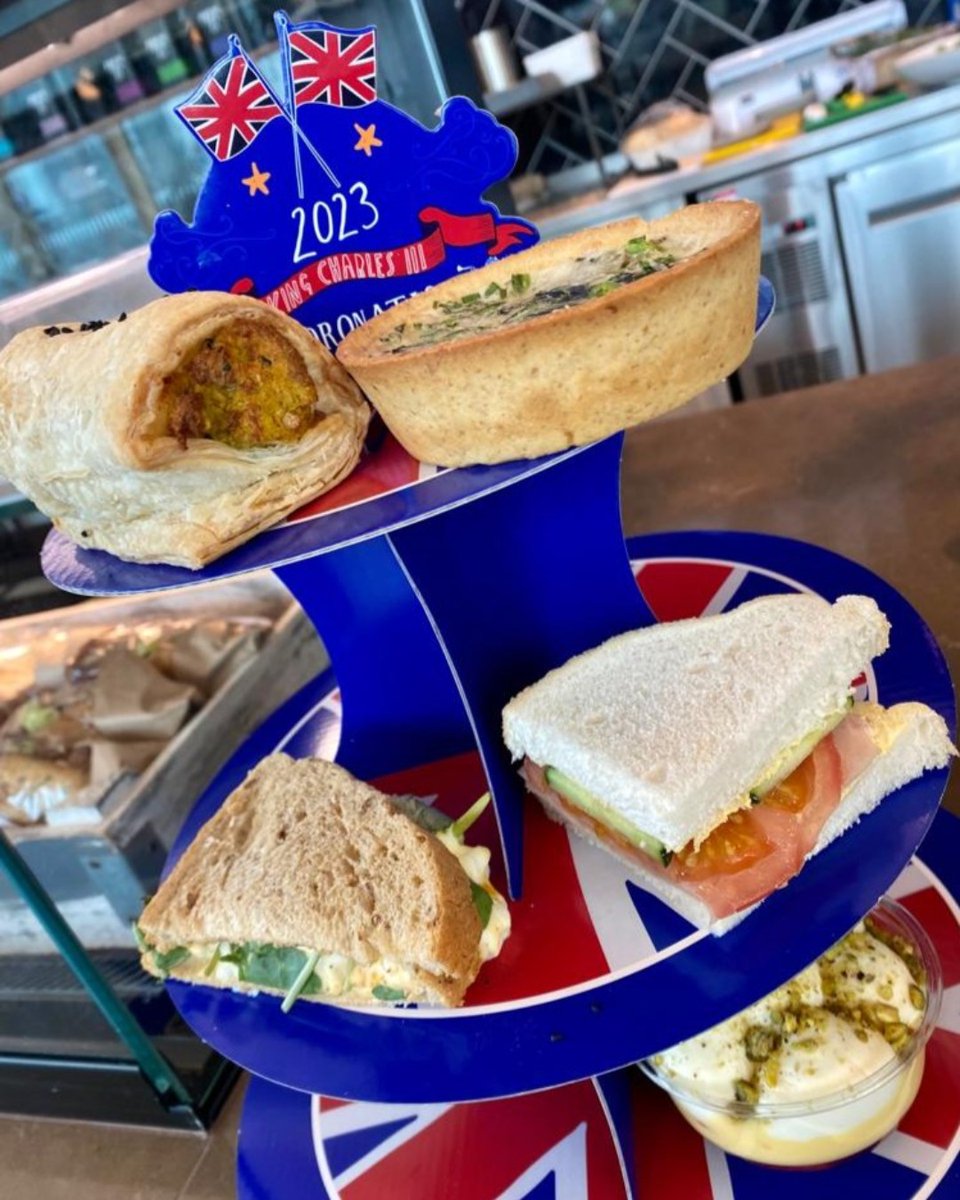 RCPspaces's tweet photo. The #Coronation is now only one sleep away, but celebrations have been taking place all week long at The Base café:

🥪 Afternoon tea including the official Coronation quiche
👑 Traditional and modern Coronation classics

#SpacesAtTheSpine #TheSpine #EventProfs #Liverpool https://t.co/wmE4SEzvW6