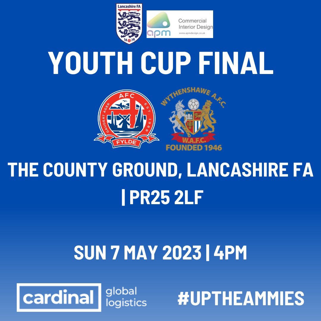 Our Under 17 Leopards take on <a href="/AFCFyldeAcademy/">AFC Fylde Academy</a> U18 in the <a href="/LancashireFA/">Lancashire FA</a> U18 County Cup Final on Sunday 🏆

Adults - £6
Concessions - £3

If you can’t make the trip, the game is available to stream here - bit.ly/44wNvSc

#UpTheAmmies 🔵⚪️