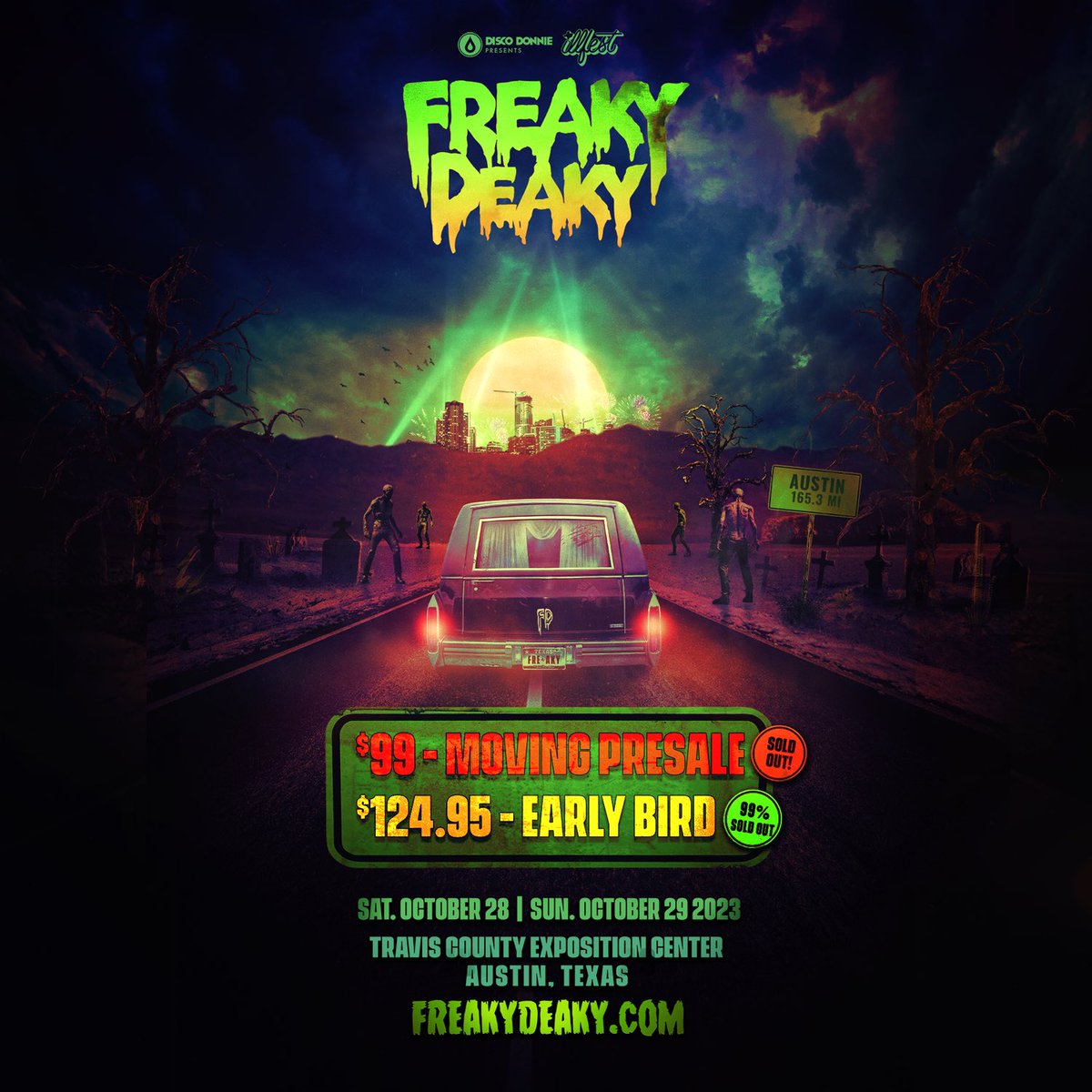 It’s about that time freaks! 🎃 Tickets for @FreakyDeakyTX are now on sale! Join us as we take over Austin, TX for two days of spooky beats & vibes 🌀 Promo Code - TEXASEDM 👻 Link in bio! #freakydeaky #freakydeakytx #texasedm