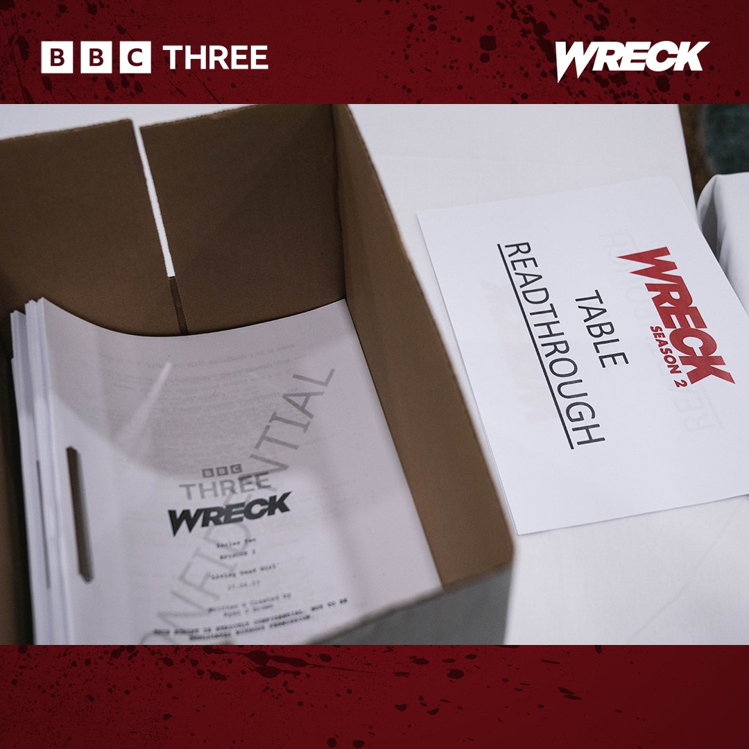 bbcthree's tweet photo. Just losing our minds while we wait for #WreckBBC S2 😍  

Oscar hurry back, the crew need Jamie asap! 📃🙏  

#BBCThree #Wreck @wreckhq https://t.co/g1A271pIiB