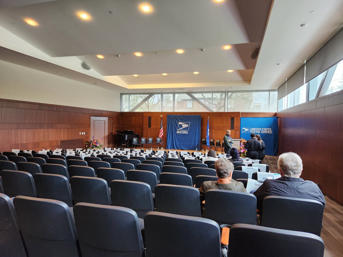 The stage is set for today's 11:00 unveiling of the new Tomie dePaola Stamp. Get yours at a Post Office near you today