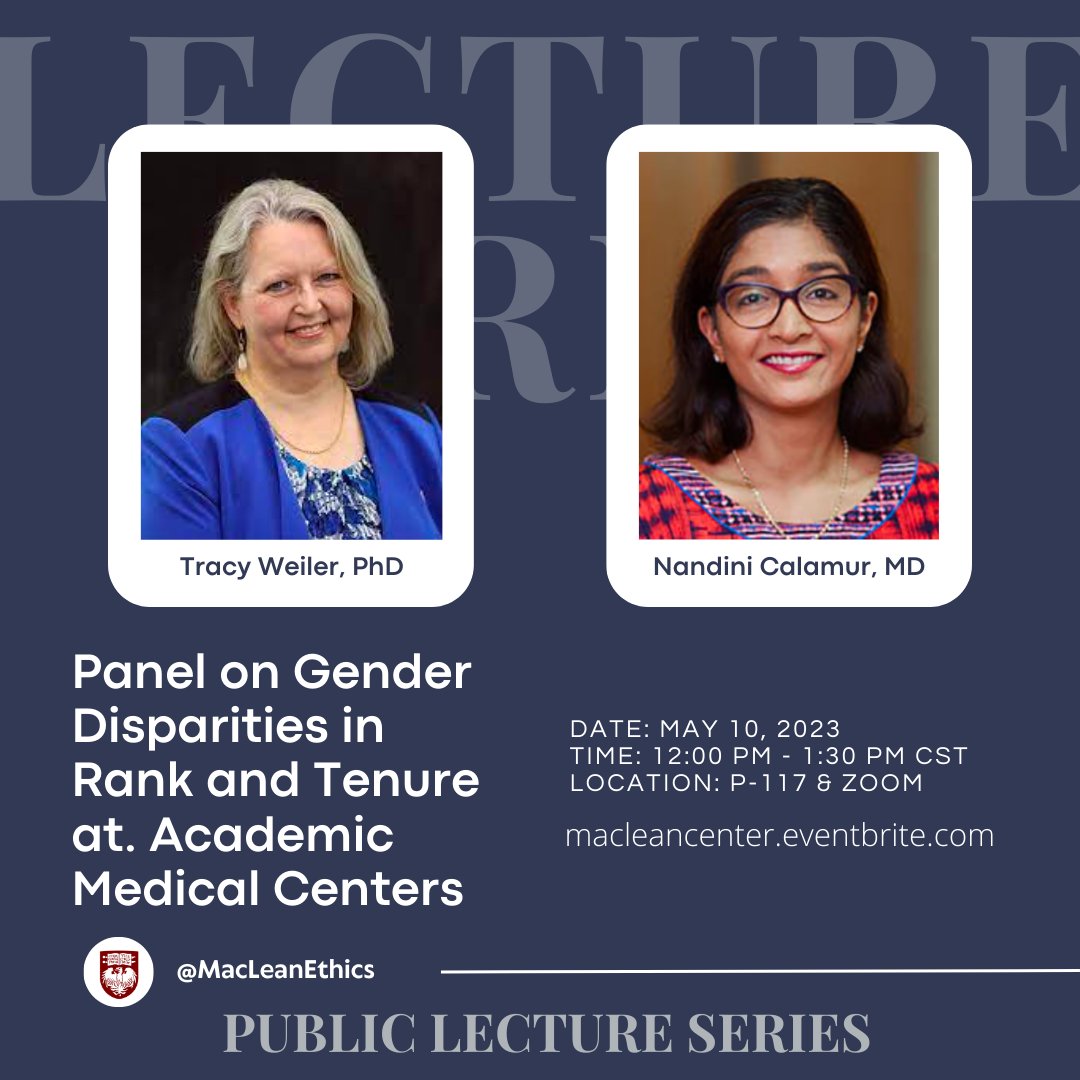 This week we're excited to welcome not one, but two, speakers on 'Gender Disparities in Rank and Tenure at Academic Medical Centers.' Tracy Weiler and Nadini Calamur will join us in P-117 and on Zoom on Wed at noon. Register here: eventbrite.com/e/41st-annual-… @FutureDocs @JOylerMD