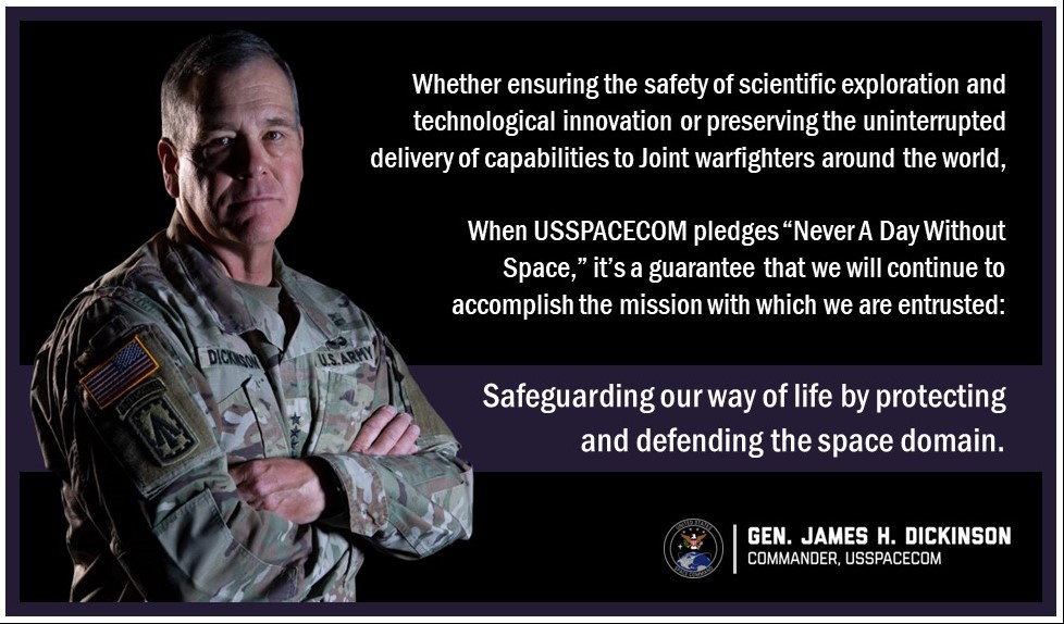 US_SpaceCom's tweet image. On #SpaceDay, #USSPACECOM salutes its most important weapon system – our people – and their unwavering commitment to ensure there’s #NeverADayWithoutSpace.