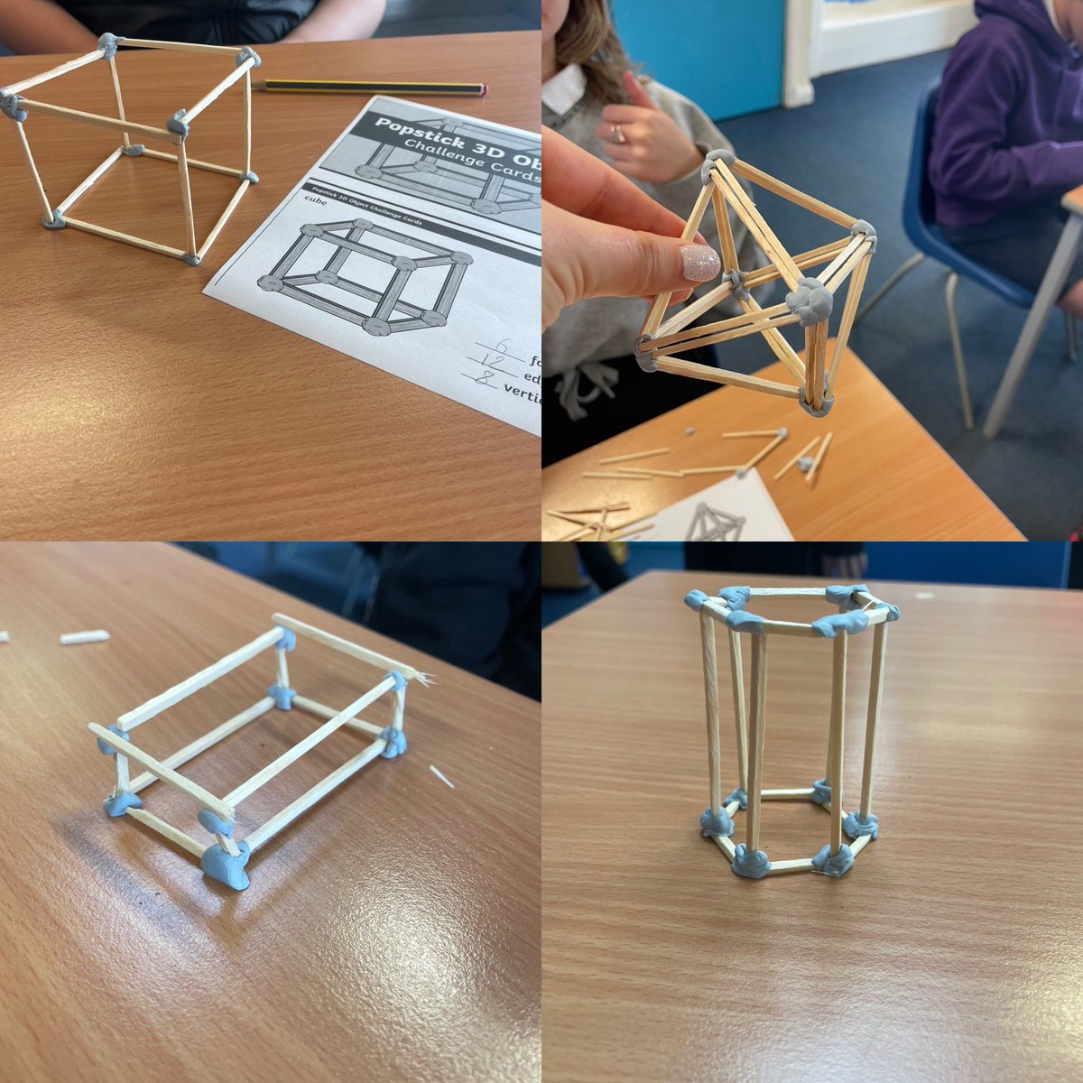 PrestonTowerPS's tweet photo. P7L have been learning about the properties of 3D shapes today! Lots of determination and perseverance when building these 3D shapes #shape #3Dshape #shapeproperties #confidentindividuals #successfullearners #fun https://t.co/yoDuagZgAZ