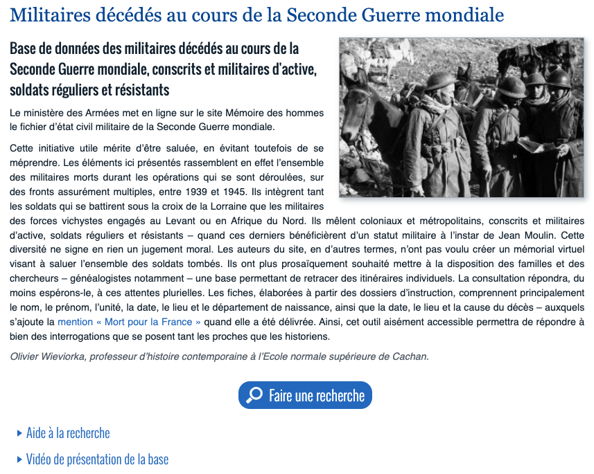 MDHDefense's tweet photo. Rétrospective 20 – 6⃣mai 2⃣0⃣1⃣0⃣ : #basededonnées #militaires décédés #SecondeGuerremondiale - une première sur @MDHDefense : les #NMPF se joignent aux #MPF ! @LauVeyssiere @DeHistorique @PriolG @FFGenealogie
↪️ https://t.co/5UAPkwSMGS
et un clip 📼 https://t.co/W6W7cBICrF https://t.co/eK3E6mHpCz