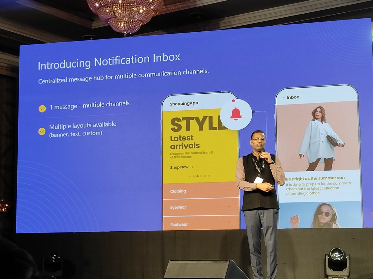 augvcor's tweet image. In the end, @avlesh took the stage to announce a slew of new @WebEngage features
- Funnel Visualization with filteds
- Notification Inbox
- Going from Journeys to Lists
- Ofc something with #AI 😀

and much more

@WebEngage
#EngageMint2023