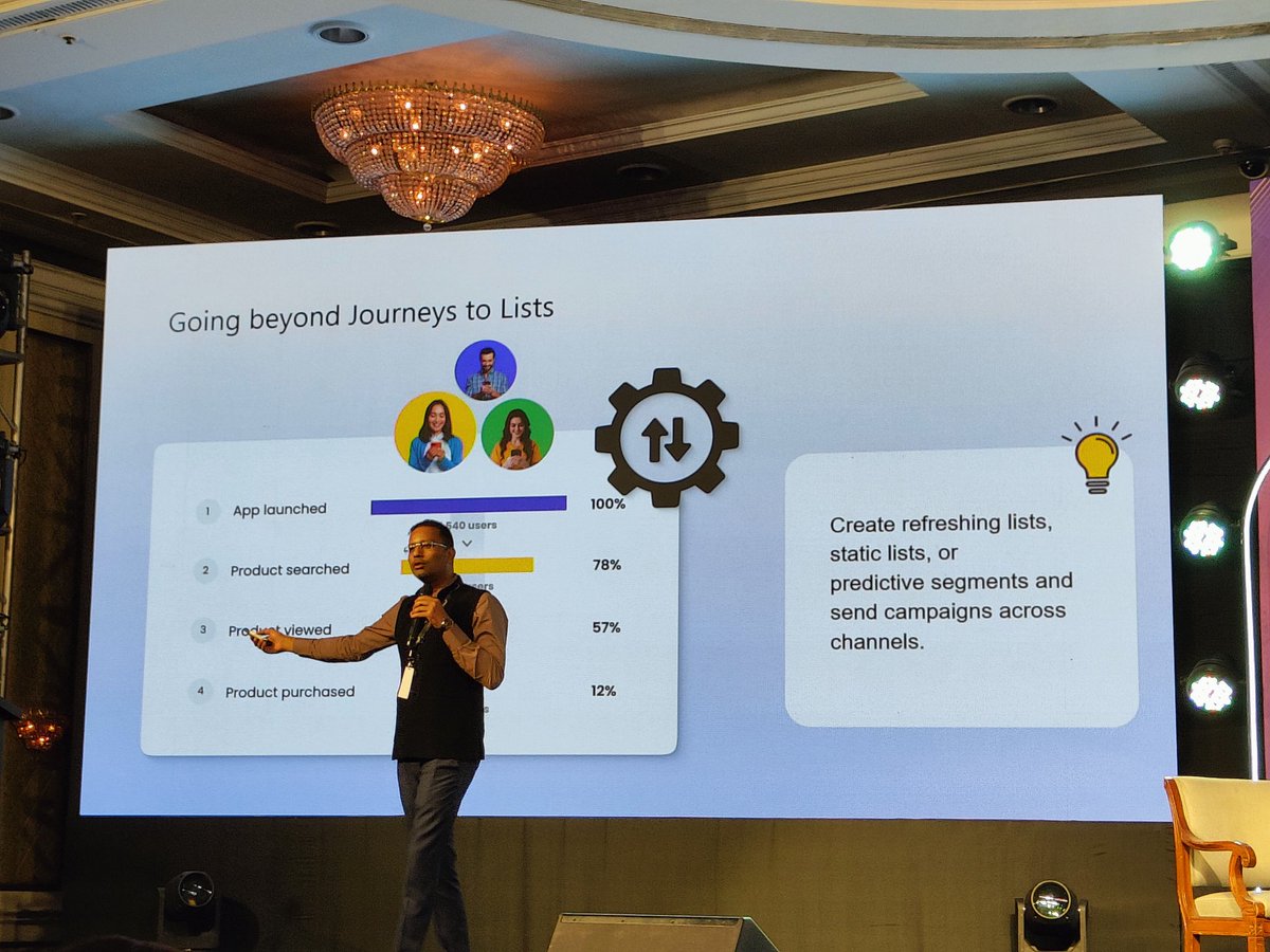 augvcor's tweet image. In the end, @avlesh took the stage to announce a slew of new @WebEngage features
- Funnel Visualization with filteds
- Notification Inbox
- Going from Journeys to Lists
- Ofc something with #AI 😀

and much more

@WebEngage
#EngageMint2023