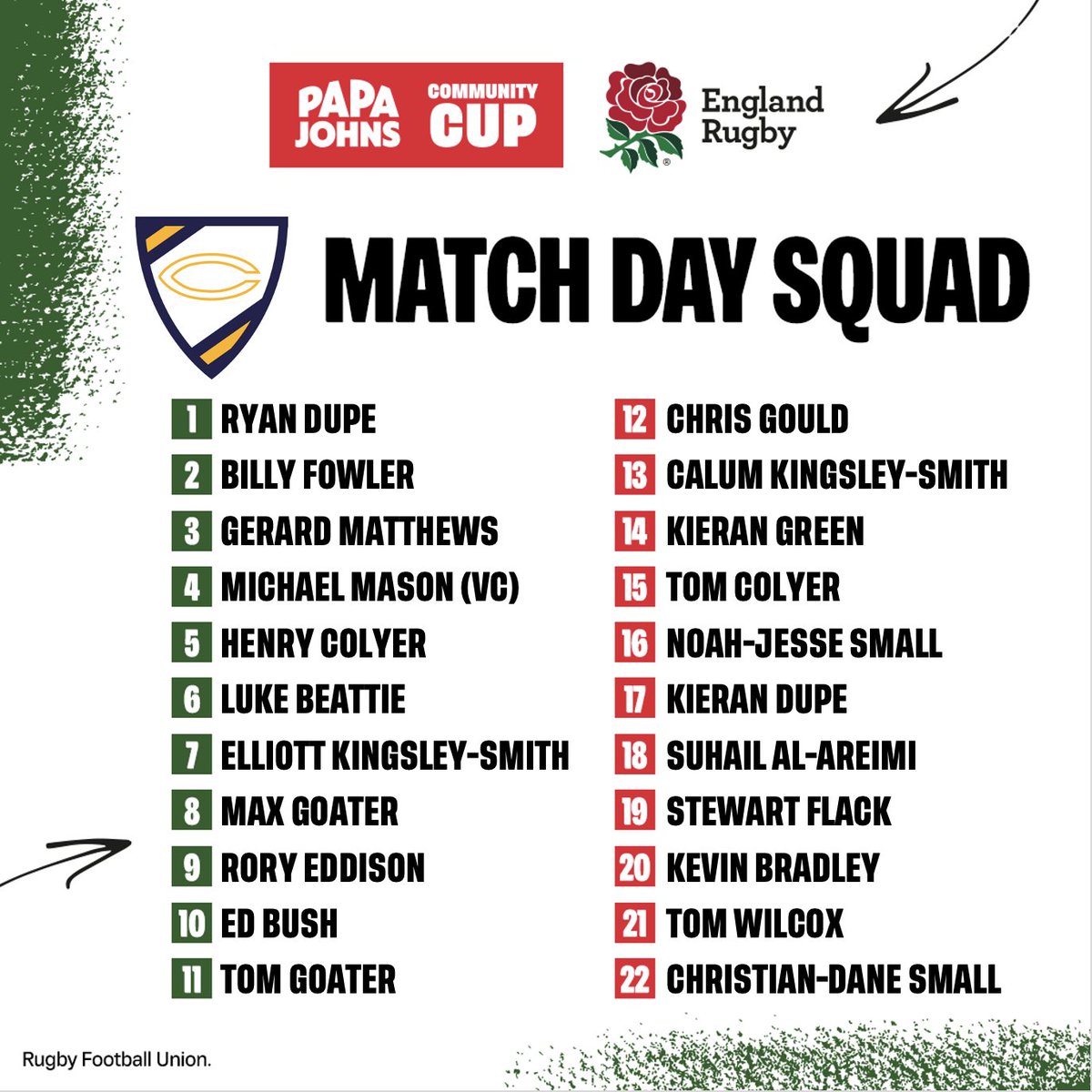 RFU's tweet photo. 🏆🍕Game two at The StoneX Stadium is the @PapaJohnsUK Men's Counties 2 South Plate Final as @BreamRFC take on Chipstead!

Watch it live⬇️
🔗https://t.co/rIphzTmzrx

The teams⬇️

#PapaJohnsCommunityCup https://t.co/WBCAOdPR13