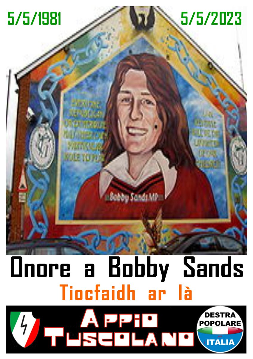 DestraPopol_ITA's tweet photo. #5maggiio1981
#5maggio2023
Onore a Bobby #Sands martire per la libertà del popolo iralndese https://t.co/G6Oh3vDtiI