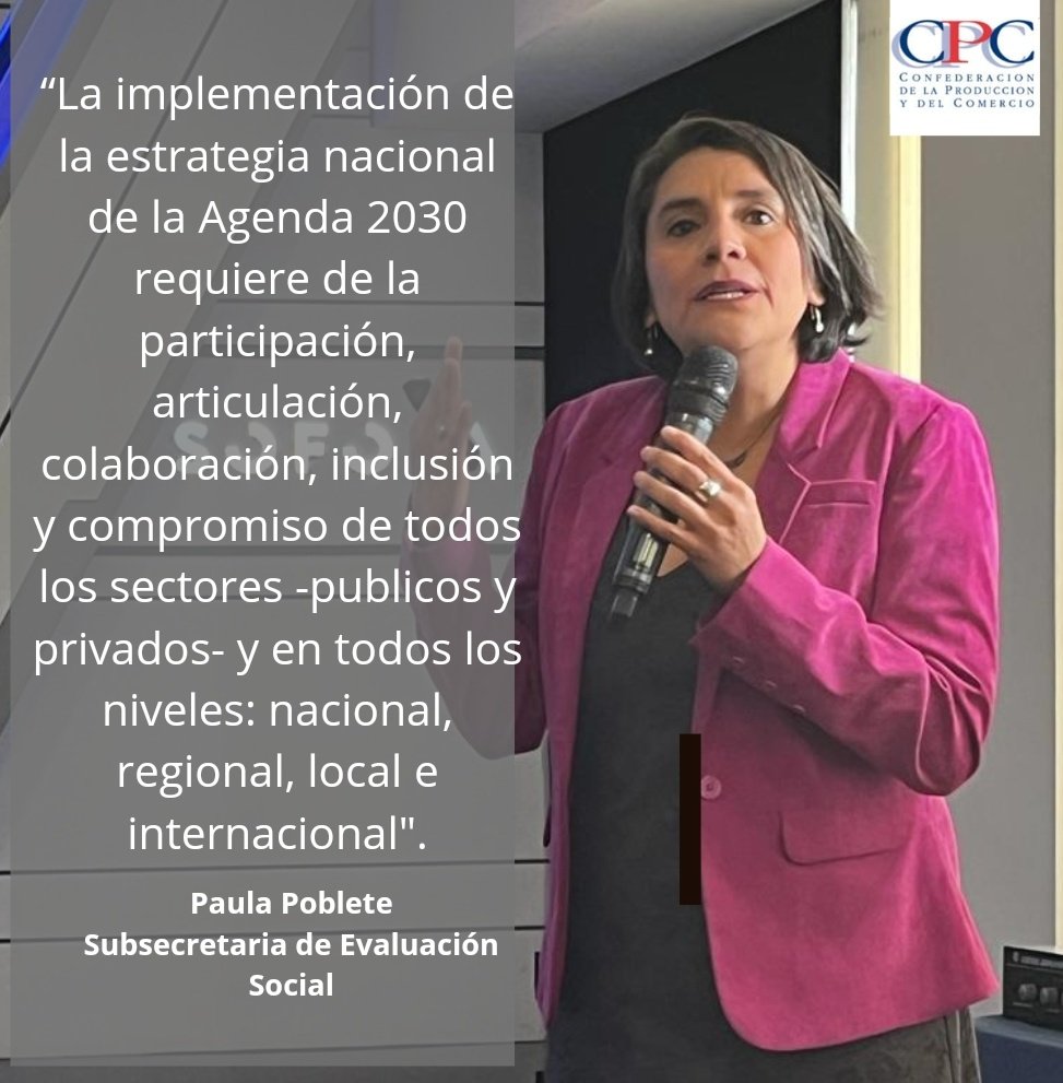 CPCchile's tweet photo. La subsecretaría de Evaluación Social @p_poblete_m presentó la Estrategia de Chile para la Implementación de la Agenda 2030 en la entrega de resultados de @SumandoValor una iniciativa de #CPC @ACCION_Empresas @SofofaChile y @PactoGlobal.
#sostenibilidad @subsevalusocial https://t.co/aBrA8yIsHF