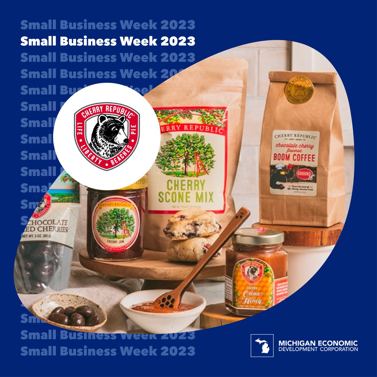 MEDC's tweet photo. @andonix40 @orbionspace .@CherryRepublic has built success selling more than 200 cherry-based products. With MEDC support, the company opened and renovated 3 new storefronts, creating new jobs and increasing overall sales.

Learn about this growth journey at https://t.co/8qSgWzxGBp. #SmallBusinessWeek https://t.co/k9KMOwxiMB
