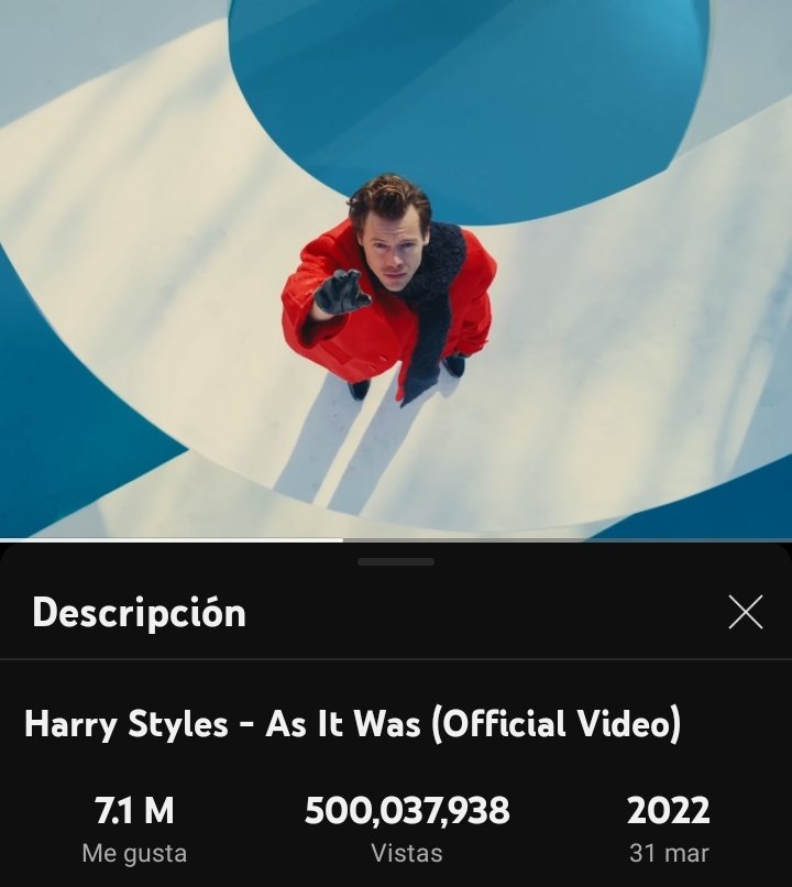 📣| El vídeo oficial de As It Was ha superado los 500 millones de reproducciones y los 7 millones de likes en YouTube 🥳

Link:
youtu.be/H5v3kku4y6Q