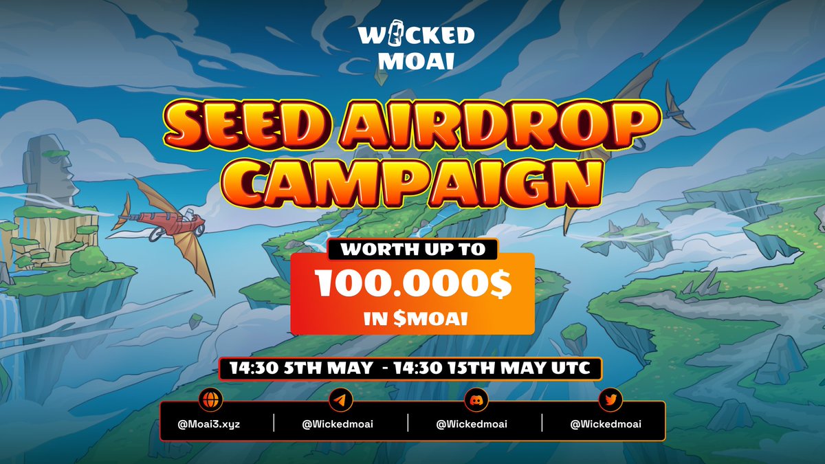 🔥WICKED MOAI SEED #AIRDROP IS NOW ACTIVE!🔥 🌟Total reward: $100K in $MOAI ⏰Participant time: 14:30 5th May - 14:30 15th May UTC 🥳Grab your chance right now: zealy.io/c/wickedmoai/q… 👉View the guideline: surl.li/gvgvu #WickedMoai #zksync