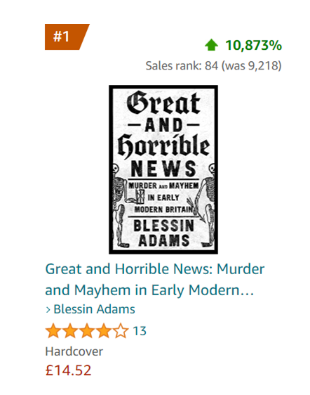 Congratulations <a href="/adams_blessin/">Blessin Adams</a>  on a lead and fabulous review in <a href="/MailOnline/">Mail Online</a> It has sent the book soaring up the bestseller chart. Currently NUMBER ONE in Movers+Shakers and beating the King too.