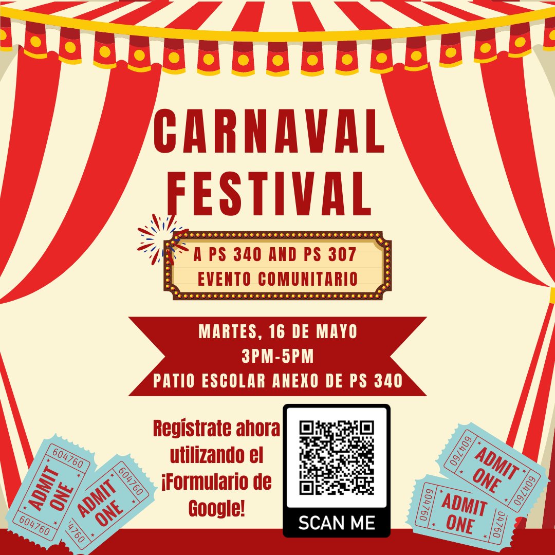 340Bronx's tweet photo. We are so excited to expand the PS 340 family!  Register for the PS 340 Open House and PS 340/PS 307 Family Carnival using the QR codes below! @CSD10Bronx https://t.co/kAZ2TvEoFu