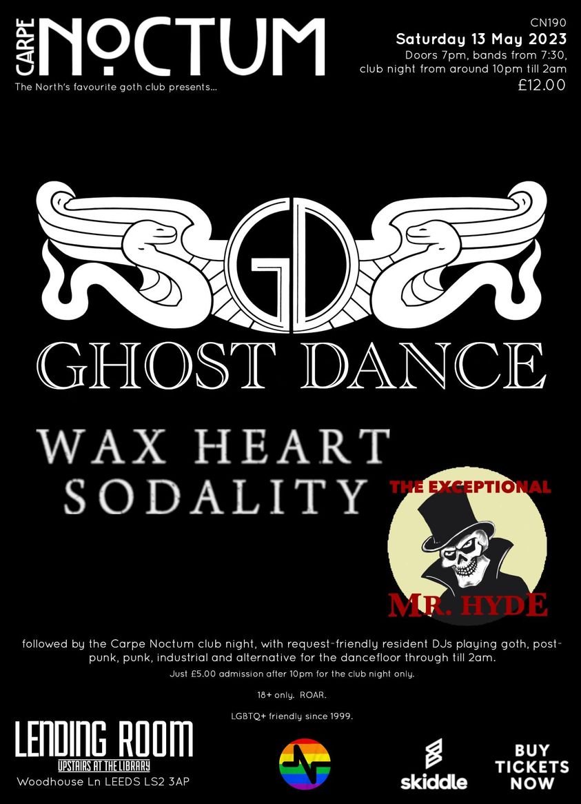Wax Heart Sodality (@waxhrtsodality) on Twitter photo 👉 Our next show is <a href="/gothupnorth/">gothupnorth</a> @ <a href="/LendingRoomLDS/">Lending Room</a> on Sat 13th May...
...We're performing with the excellent <a href="/Ghostdance2021/">Ghost Dance</a> & The Exceptional Mr Hyde. 🙌
Tickets/info/RSVP: facebook.com/events/5593412… 👉 Our next show is <a href="/gothupnorth/">gothupnorth</a> @ <a href="/LendingRoomLDS/">Lending Room</a> on Sat 13th May...
...We're performing with the excellent <a href="/Ghostdance2021/">Ghost Dance</a> & The Exceptional Mr Hyde. 🙌
Tickets/info/RSVP: facebook.com/events/5593412…