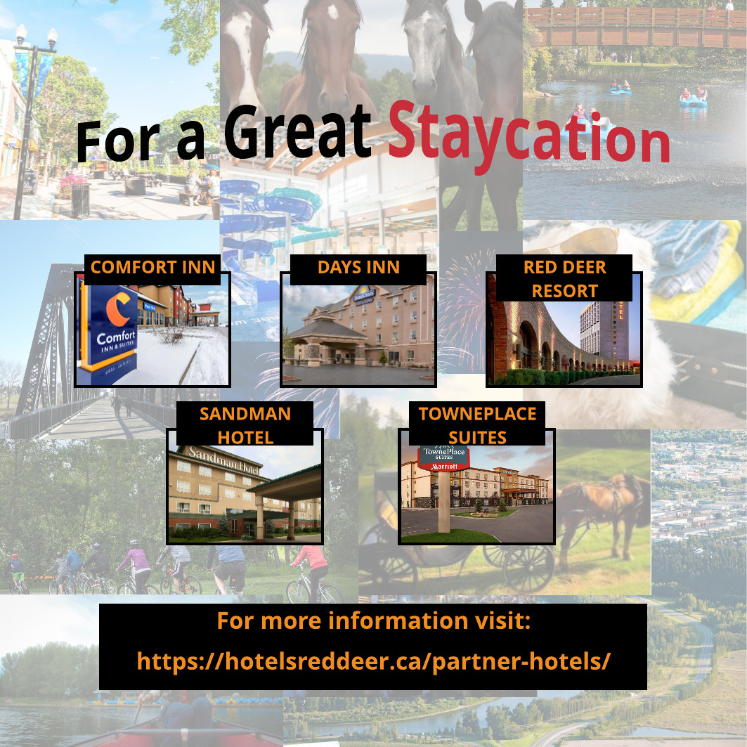 Check into one of <a href="/HotelsRedDeer/">Hotels Red Deer</a> partner hotels. #visitreddeer