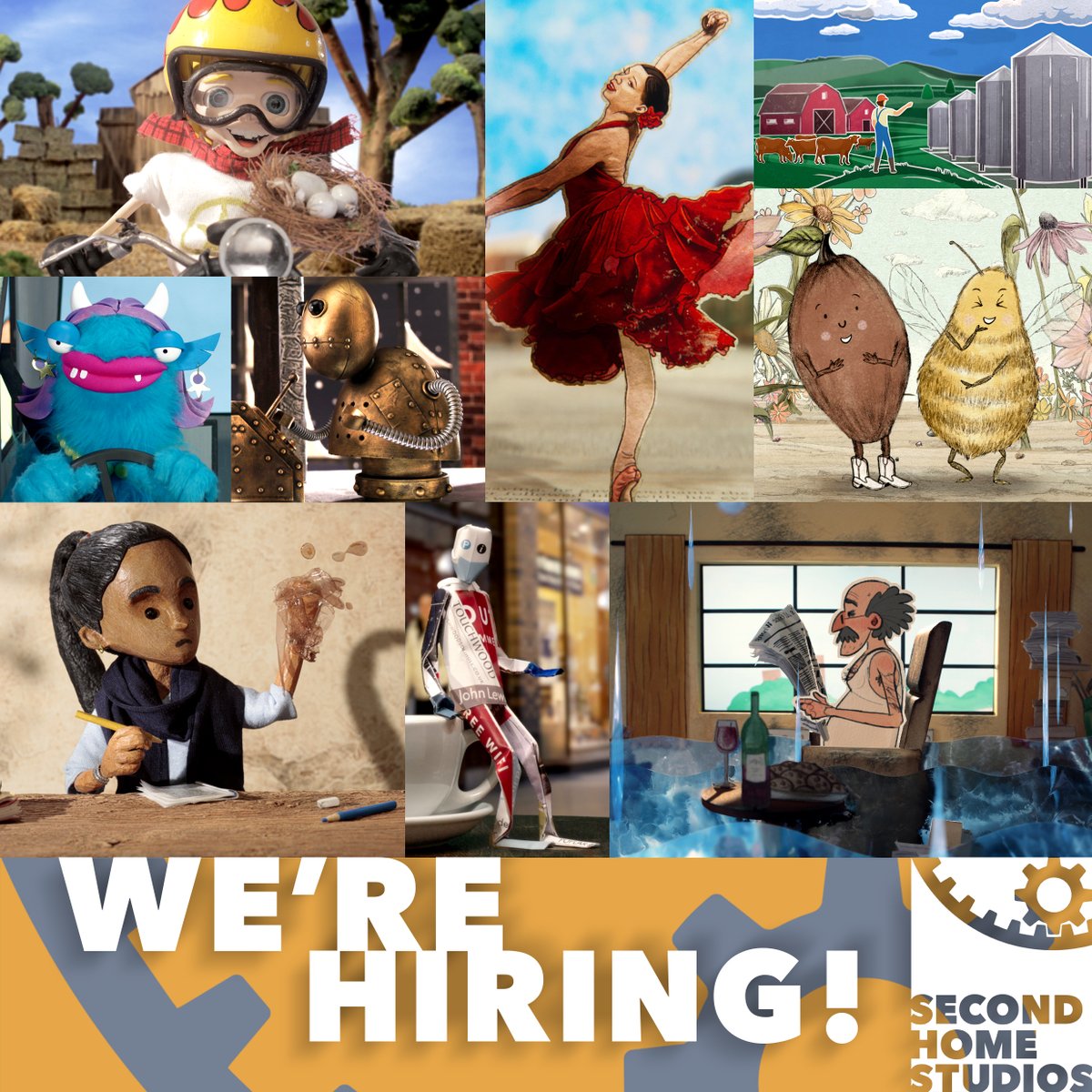 We are on the look out for two new team members:

Junior Compositor: Stop-Motion Animated Series
Junior Compositor (Nuke): Animation and Digital

For all role information head to our site:
secondhomestudios.com/contact/join-t…

#compositor #animatonjobs