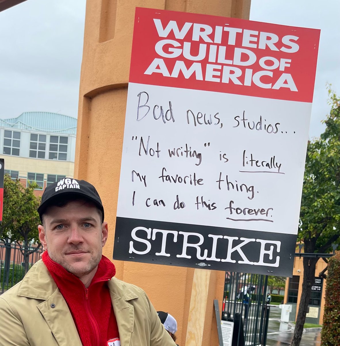 'BAD NEWS, STUDIOS...'NOT WRITING' IS *LITERALLY* MY FAVORITE THING. I CAN DO THIS *FOREVER*.' ✊🏽 @maxsilvestri #WritersStrike #WritersGuildofAmerica