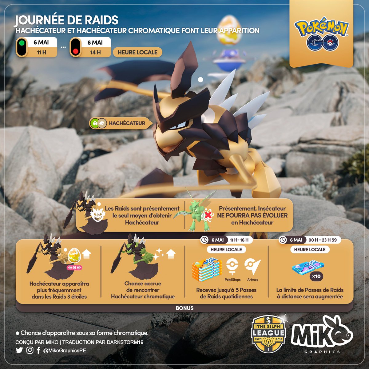 MikoGraphicsPE's tweet photo. 🇫🇷
Demain
Journée de Raids #Hachécateur
🗓️Samedi 6 mai 2023
🕚11 h à 14 h, heure locale

#PokemonGO #PokemonGOApp #MikoGraphics #TSR https://t.co/9bR8OAUdX1