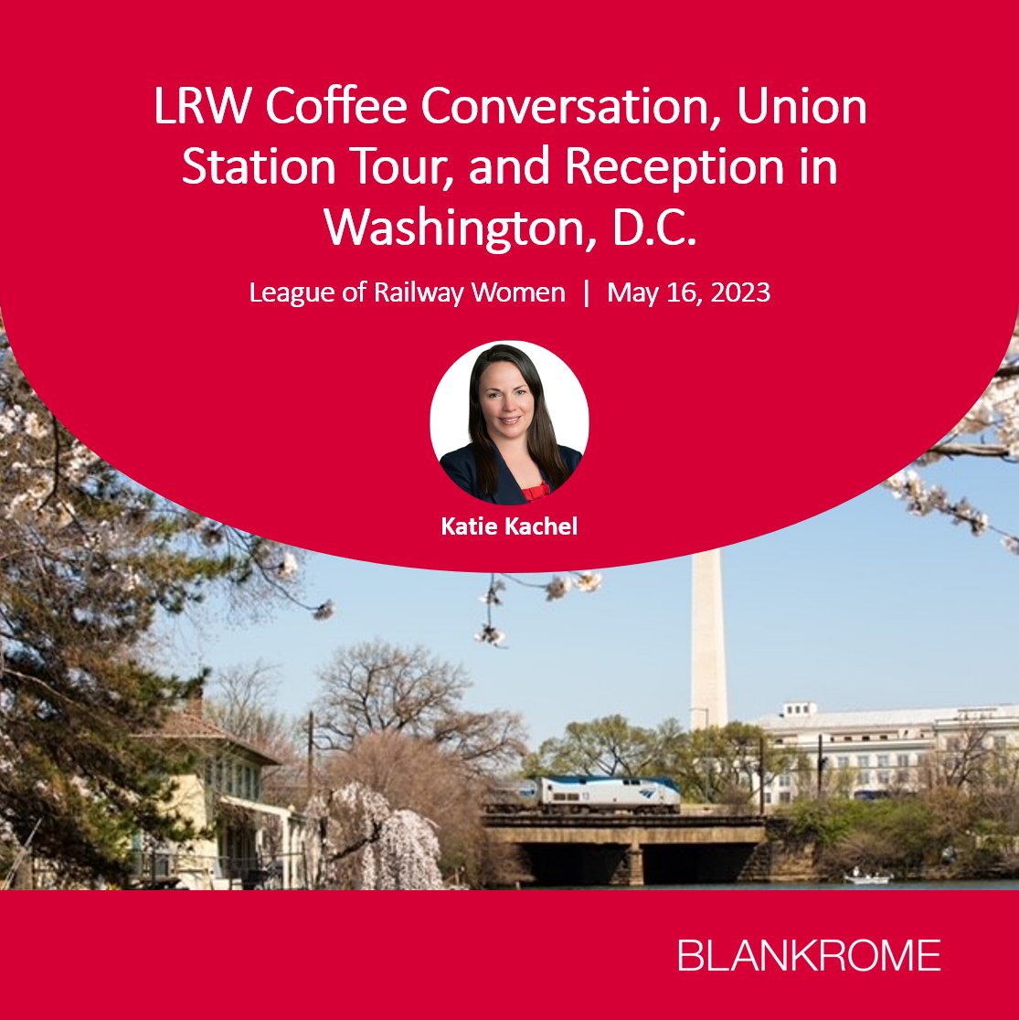 BlankRomeLLP's tweet photo. Curious about stakeholder engagement with #Congress?  Katie Kachel will discuss the “whys” and “hows” as well as best practices for conducting #Congressional meetings @RailwayWomen’s event in Washington, D.C., on Tuesday, May 16, 2023. Learn more: https://t.co/kM3TNXLmGT https://t.co/yzZA3WilmE