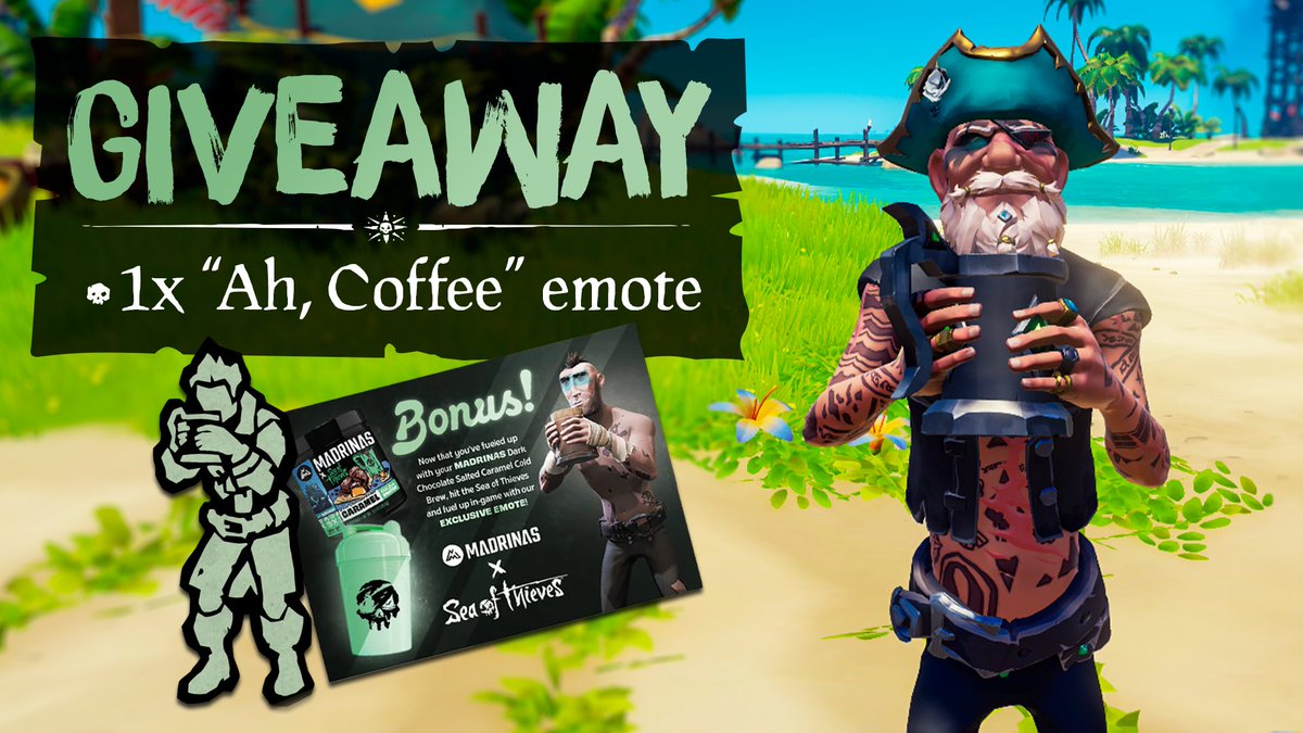 To celebrate my recent arrival to the hat club and all the support received lately we are activating a raffle. Good luck🍀

"Ah, Coffee" Emote☕️

1x Microsoft Code
1x Steam Code

To enter:
·Follow me on Twitter
·Retweet this Tweet
·Put "Steam" or "Microsoft"

<a href="/SeaOfThieves/">Sea of Thieves</a>