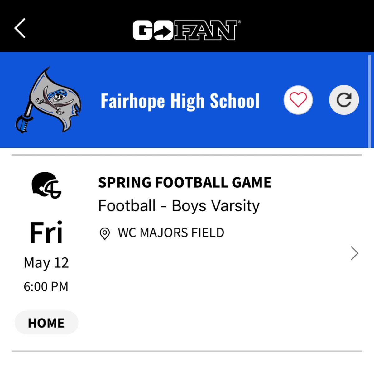 Panthers Football Fans! It’s time to get your tickets for the 2023 Spring Game at Fairhope next Friday, May 12th. Visit GoFan online or in the app and search for Fairhope High School. Scroll down to upcoming events and find the Spring Football Game (see the pic below). #WeGoula