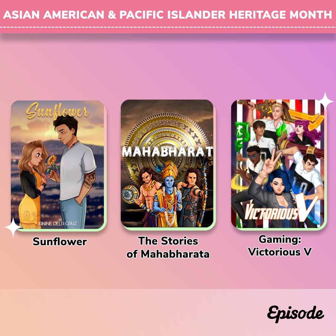 Episode's tweet photo. To celebrate Asian American and Pacific Islander Heritage Month in the US, please enjoy these stories by authors of Asian and/or Pacific Islander heritage. Congratulations to all of the authors who made the shelf!

#episodeinteractive #letsplayepisode https://t.co/W7nXIWCh5U