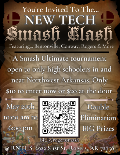 The Clinton Yellowjackets are proud to compete in the <a href="/newtechesports/">Rogers New Technology High School Esports</a> SMASH CLASH!  <a href="/NHS_esports_/">Grizzly Gamers</a> <a href="/HendrixEsports/">Hendrix College Esports</a> <a href="/vbhsEsports/">VBHSeSports</a> <a href="/EsportsRedskin/">Redskin Esports</a> <a href="/ArkActAssn/">Arkansas Activities Association</a> <a href="/AStateEsports/">Arkansas State Esports</a> <a href="/wynneesports/">Wynne High eSports</a> <a href="/gravitygamingpc/">Gravity Gaming by ByteSpeed</a> <a href="/olemissesports/">Ole Miss Esports</a> <a href="/JBUEsports/">John Brown University Esports</a> <a href="/UAMesports/">UAM Esports</a> <a href="/The_VESN/">TheVESN</a> <a href="/TheDakpo/">Dakpo</a>