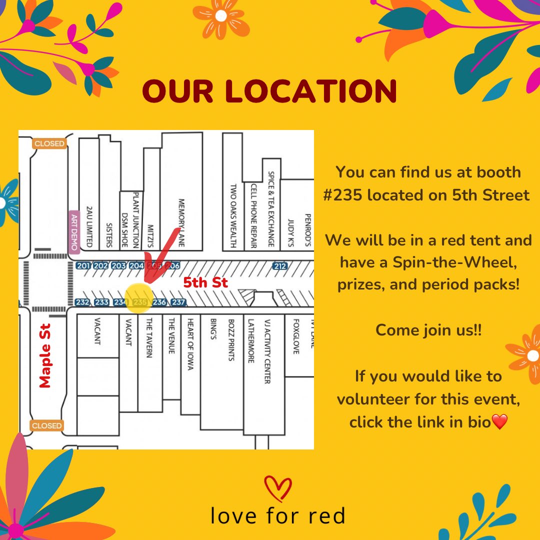 Visit our booth at the Cinco De Mayo Festival tomorrow Saturday, May 6th to play Spin-the-Wheel, win prizes, and get period packs❣️‼️ 

We still have some volunteer slots open so to sign up go to m.signupgenius.com/#!/showSignUp/…

#endperiodpoverty #menstrualequity