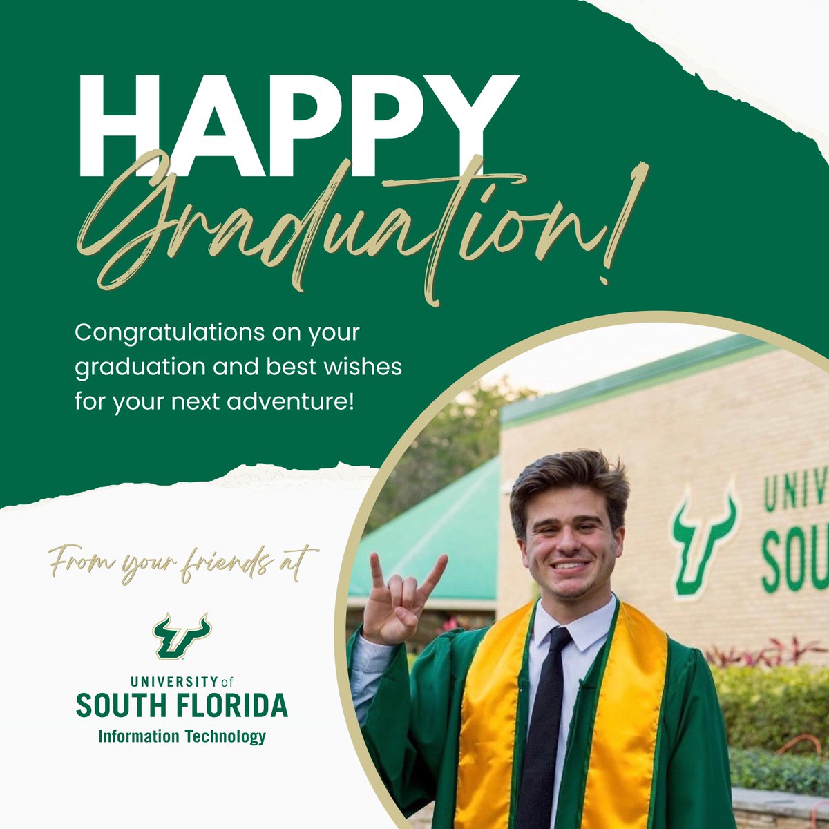 USF_IT's tweet photo. Congrats to all of our Spring graduates! We are so proud of you and we know your future will be so bright. Go Bulls! #USF https://t.co/fp85pMrgFX