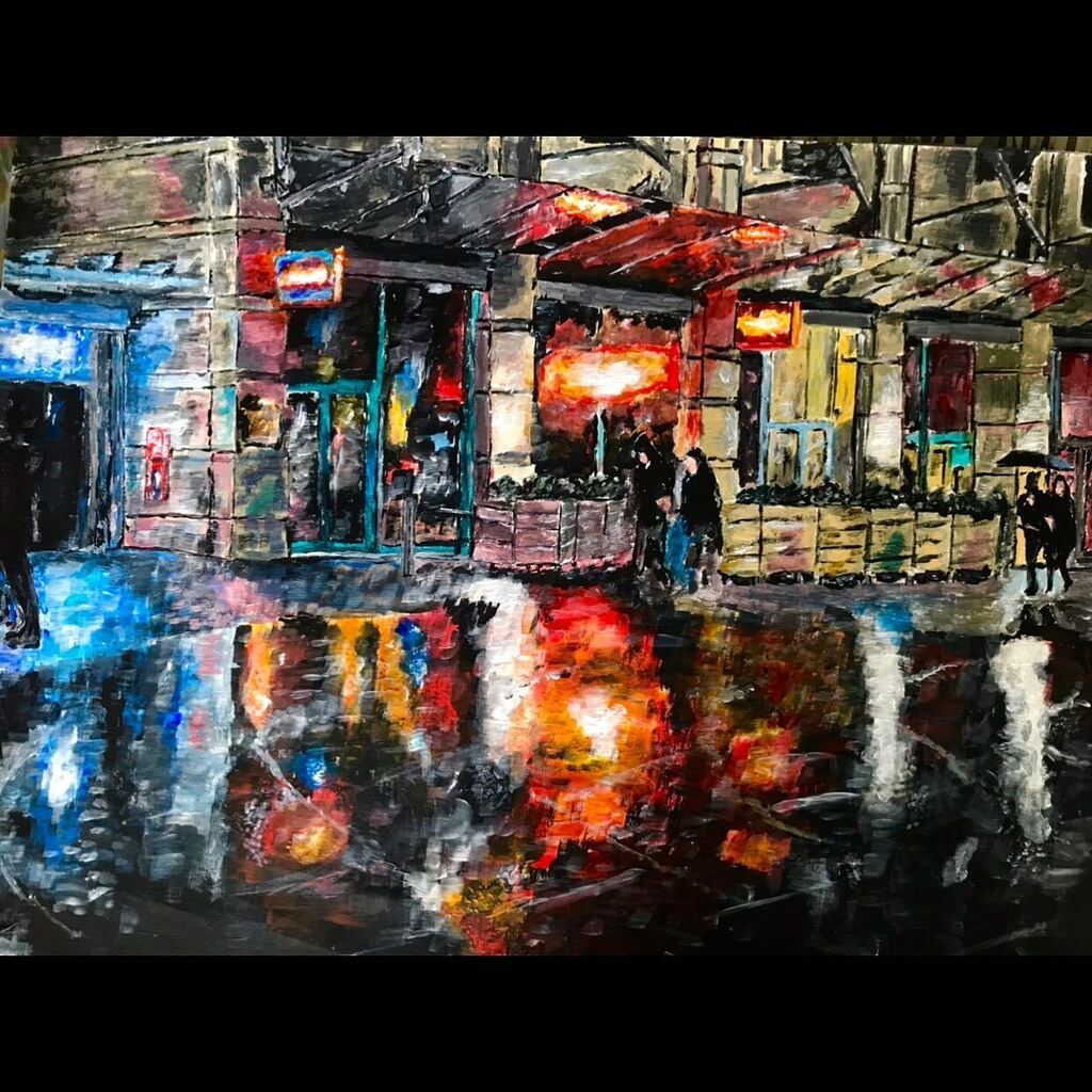 Out on the town on a wet Friday night ? Hope you all have a wonderful long weekend.
Gorgeous piece of work that really gives that sense of all the lights and reflections of the city.
Love it 👏🏽
•
•
•
•
•
#nightime #citylife #reflection #raining #painting #urbanlife #nigh…