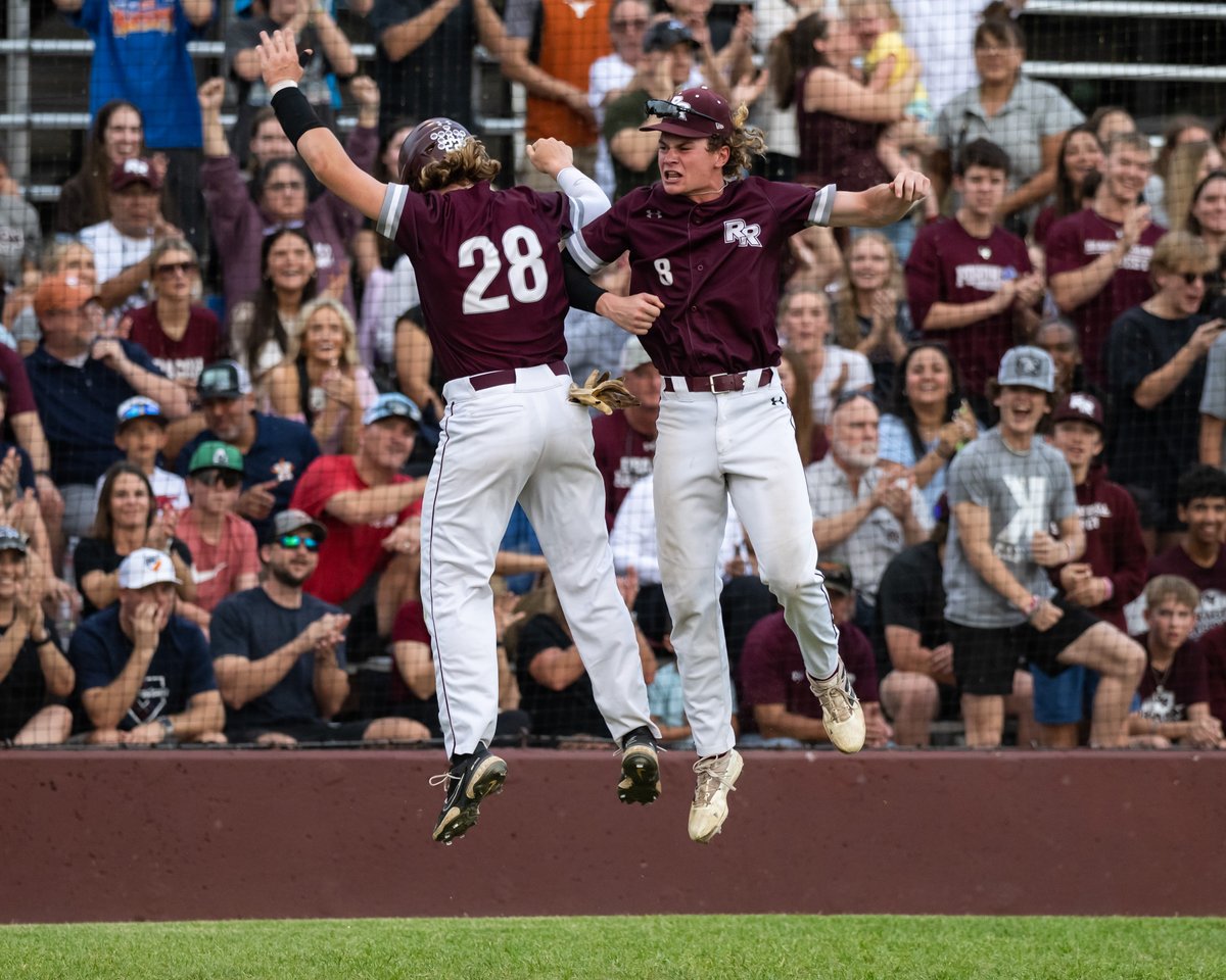 The Alsobrooks brothers celebrate after Chris scored first for the Dragons. Round Rock baseball with a 4-1 win in game 1 of the bi-district series vs. Buda Johnson, 5/4/2023.
<a href="/rockhardball/">Rock Hardball</a> <a href="/DragonNationRR/">Dragon Nation</a> <a href="/varsity_news/">Varsity News</a> <a href="/var_austin/">VAR</a> <a href="/rrleadersports/">RRLeaderSports</a> <a href="/FanstandATX/">FanstandATX powered by VYPE</a>