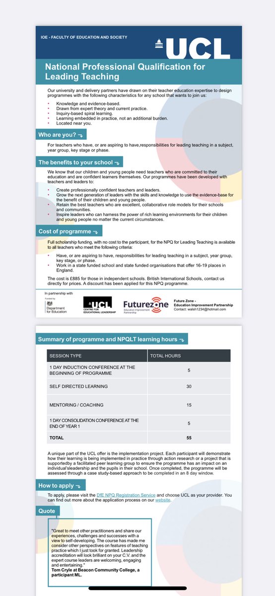 #Teachers #edutwitter Earn your NPQ qualification with us. We’re offering these NPQ courses again, through <a href="/fzislington/">Futurezone Islington</a> and <a href="/IOE_London/">UCL Institute of Education</a>. Free to all teachers at state-funded schools. Register here: …ional-qualifications.education.gov.uk