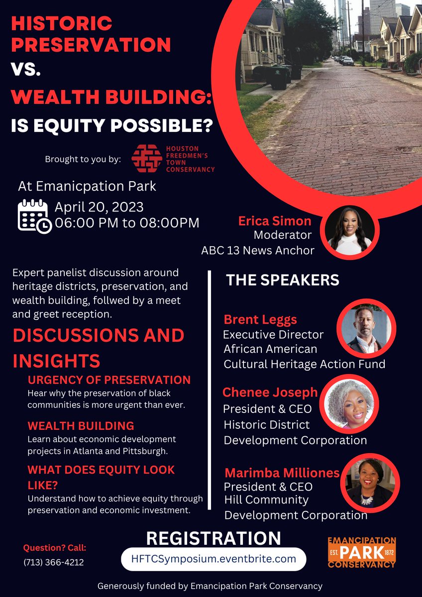 It was an honor moderating  <a href="/freedmenstowntx/">Houston Freedmen's Town Conservancy</a>’s symposium ‘Historic Preservation vs. Wealth Building: Is Equity Possible?’ <a href="/BrentLeggs/">Brent Leggs</a>, <a href="/CheesePlease516/">Chenee Joseph</a> and <a href="/MarimbaMillion/">Marimba Milliones</a>’s advocacy is unmatched! The work in Houston and nationwide continues. 🖤