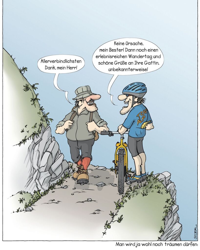 alpin_de's tweet photo. Fromme Wünsche zum Auftakt der Bergsaison 🥾🚵♂️🧗. Wie empfindet ihr das Miteinander am Berg? Mehr Sojer-Comics zum Thema "Wandern" 👉 Link in der Bio!
+
+
+
©️ Georg Sojer
#alpin #lebenfürdieberge #sojer #comic #bergsaison #mitanand #respekt #immerhöf… https://t.co/etmWSF5a7R https://t.co/co5VuE2QwP