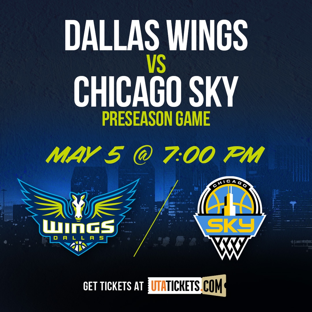 UTACollegePark's tweet photo. The Dallas Wings kick off their pre-season schedule right here at CPC tonight!
Headed to the game?
🏀 Tip off at 7:00PM, Doors at 6:00 PM
❓ Bag policy, parking, and more: https://t.co/TQyHTqXM2v
@dallaswings @dtarlington @visit_arlington
#CPC #CPClive #DallasWings #WNBA https://t.co/L4fYmhAFqO