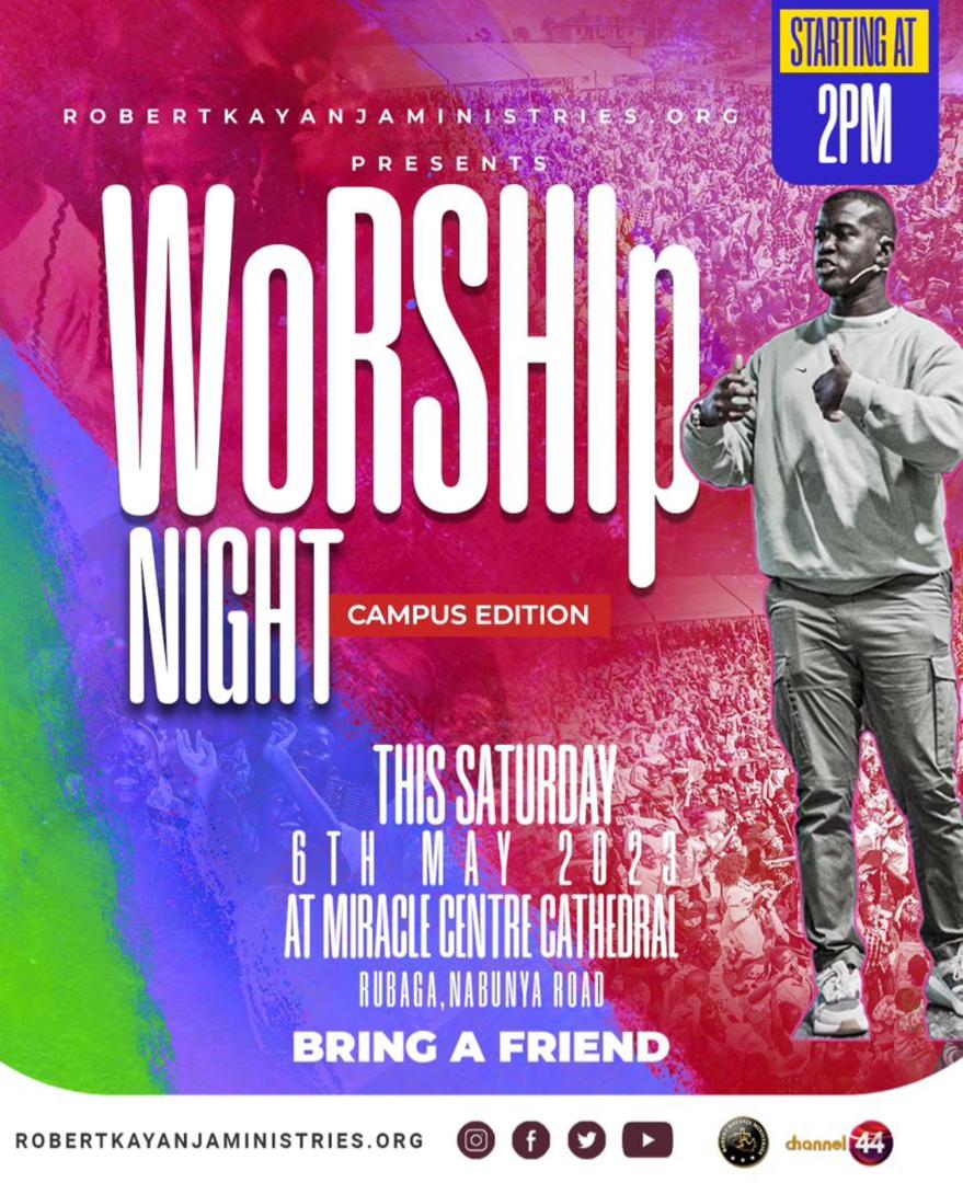 iammukisa's tweet photo. @uictug #Frehersball #LIVE #NBSKatchup Bobi. @RobertKayanja #ministries #WorshipNight #campus edition this saturday 06/05/2023, starting 2pm feat. @robrjk @jescakayanja is the after party plot at #MiracleCenterCathedral Rubaga #77DOGs #karamoja #Nyanyambisi https://t.co/ACGAlrJtZ8