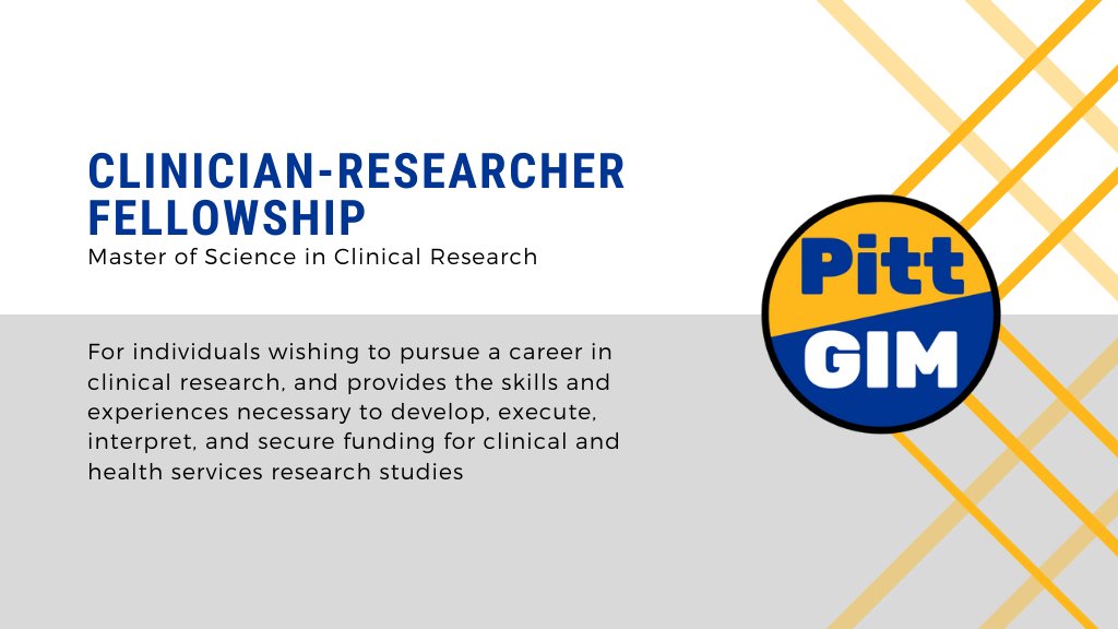 The #PittCRfellowship provides the skills and experiences necessary to develop, execute, interpret, and secure funding for clinical and health services research studies. #FellowshipFriday