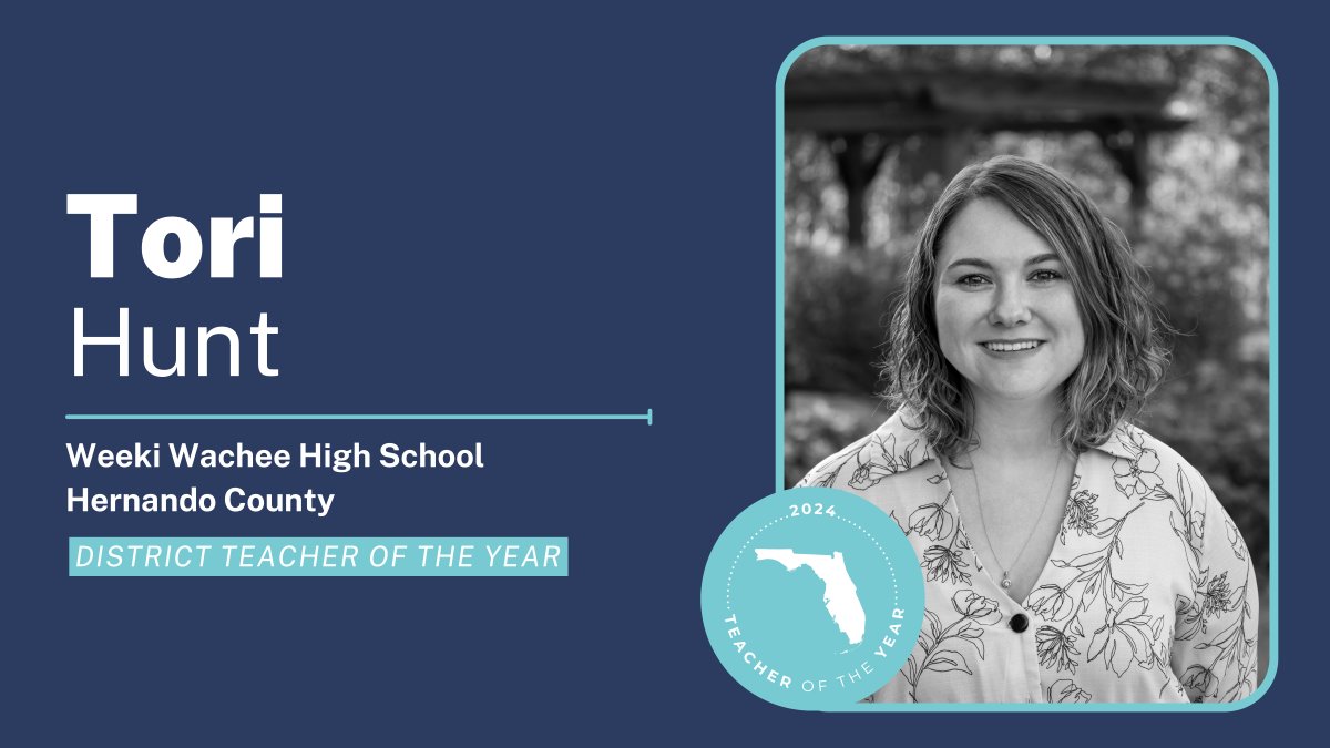 Florida Department of Education (@educationfl) on Twitter photo Congratulations Tori Hunt from Hernando County on being named their 2024 District Teacher of the Year!
<a href="/HernandoSchools/">Hernando Schools</a> #FL74Strong Congratulations Tori Hunt from Hernando County on being named their 2024 District Teacher of the Year!
<a href="/HernandoSchools/">Hernando Schools</a> #FL74Strong