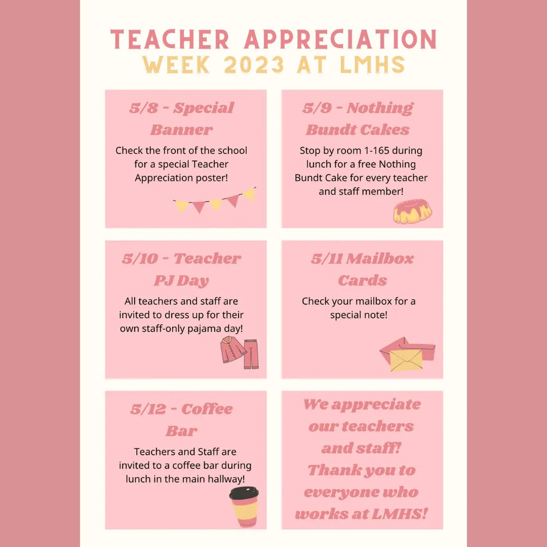 Teacher Appreciation Week 2023 starts on Monday! Here are all the activities in which Teachers and Staff members are invited to participate!