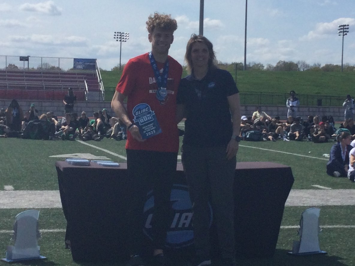 Noah Dooley has been named the GLIAC Male Runner of the Meet and also earned the Male High Point Athlete of the Meet! #GLIACTF #DUingWork