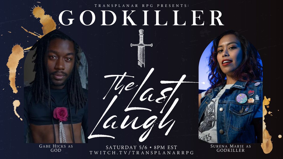 TransplanarRPG's tweet photo. HE IS RISEN!
HE IS RISEN!
HE IS RISEN!

THE JESTER IS HERE!
REJOICE, GODKILLER, REJOICE!

🩸⚔️🩸

Tomorrow (5/6) at 8pm ET, @GabeJamesGames &amp; @SurenaXMarie take the stage in our next GODKILLER one-shot. You may know of the Risen Jester, but it’s time to meet him in the flesh. 🎭 https://t.co/8mOH2VMl46