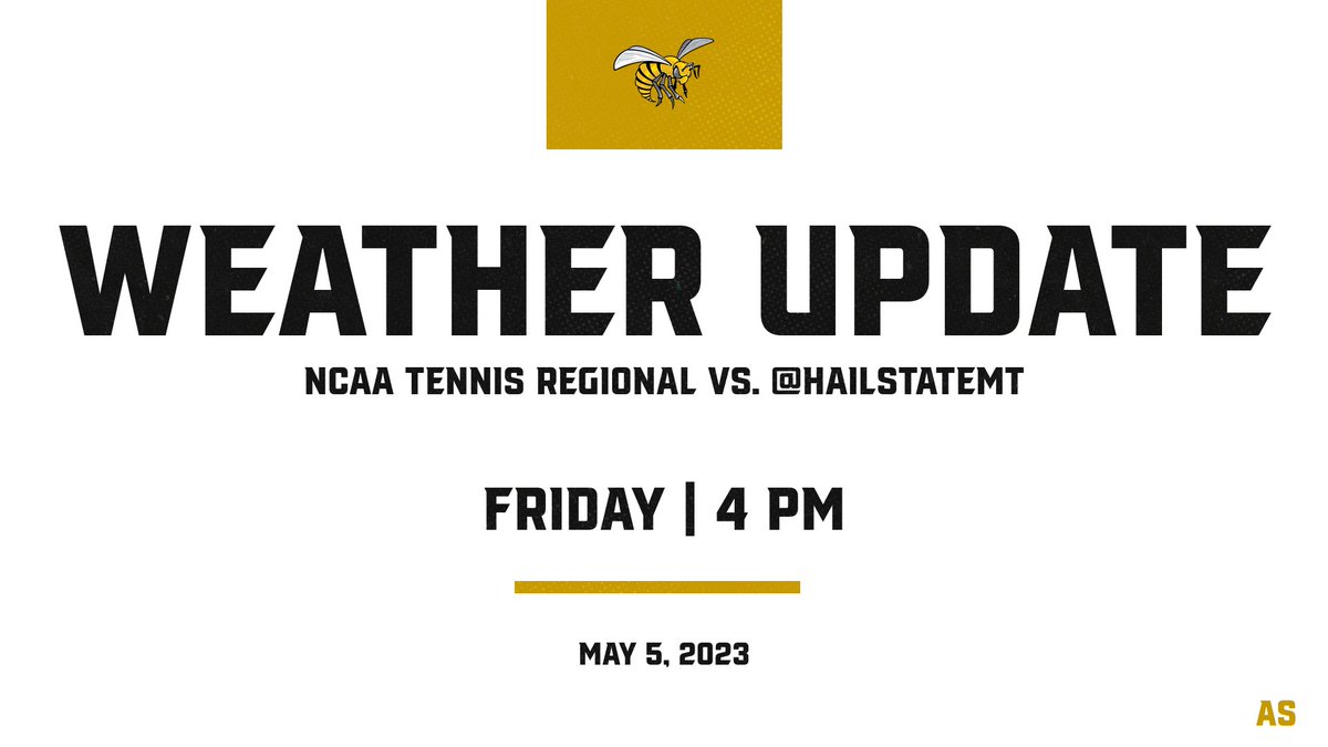 🚨Weather Update🚨 Rain Delay at the NCAA Starkville Regional. <a href="/BamaStateTennis/">Alabama State Tennis</a> vs. <a href="/HailStateMT/">Mississippi State Men's Tennis</a> is now a 4 PM start from Starkville, MS!

#SWARMAS1 | #IAMSWAC