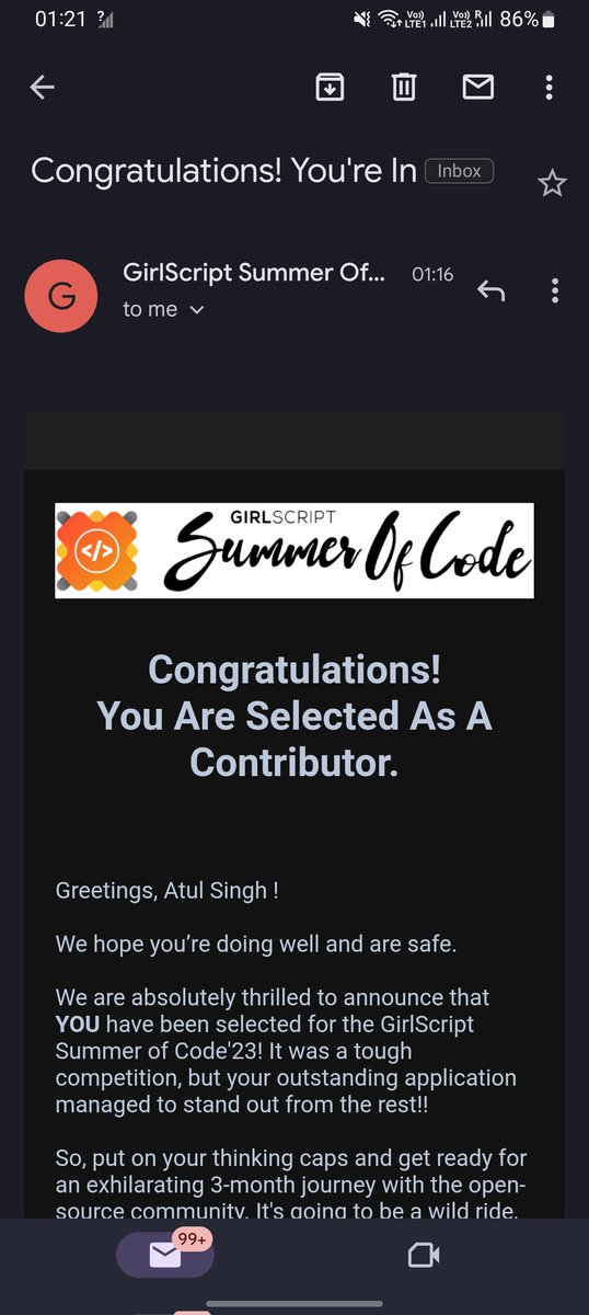 dirthief_'s tweet image. Selected for the @girlscriptsoc &apos;23 as a contributor. 

Looking for to dive into open source and make a valuable contribution. 

#girlscriptsummerofcode
#opensource